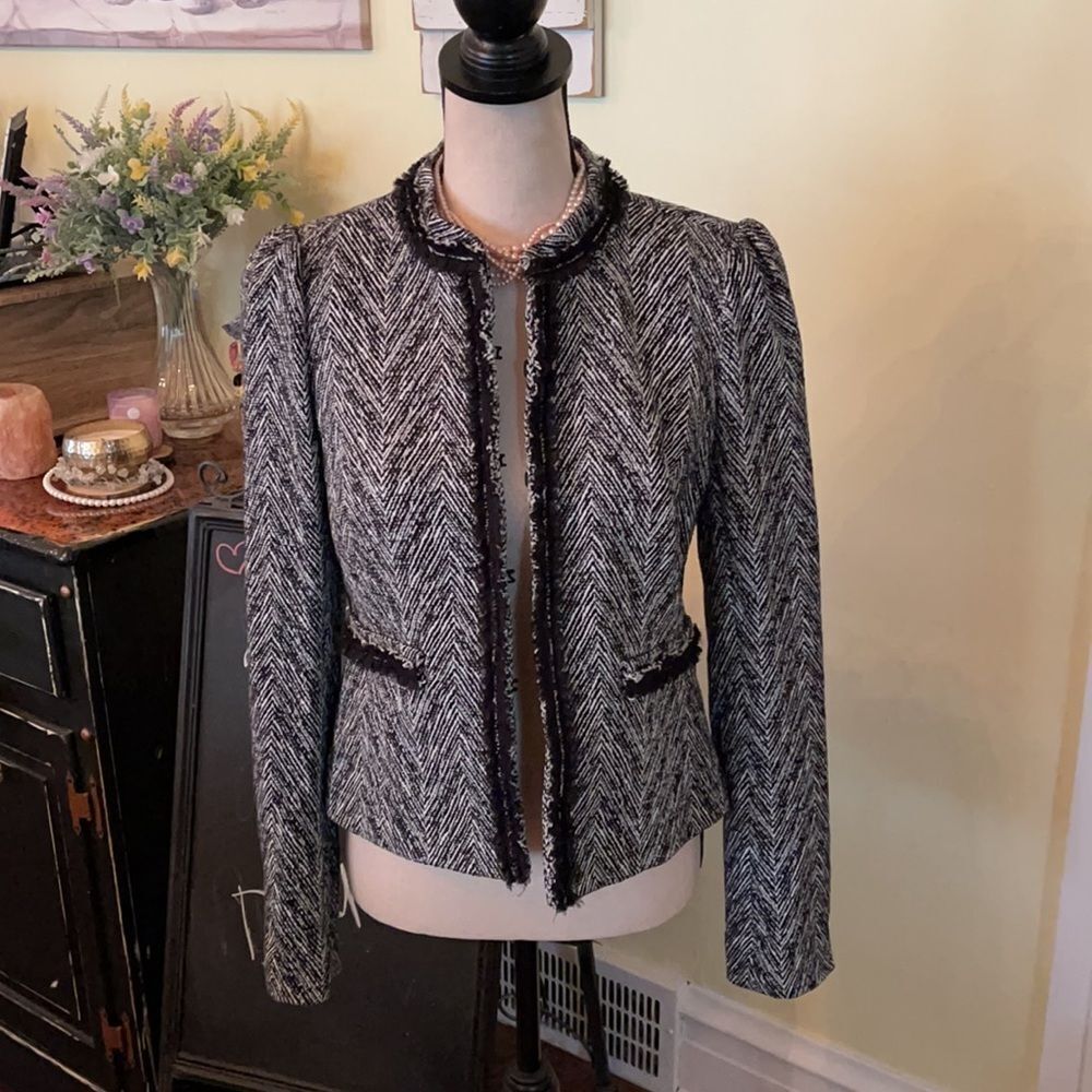 Classiques Entier Sz S Tweed Fringe Blazer Jacket